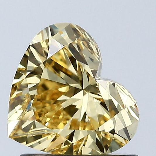 Lab-Grown Heart Diamond - 1.06 Carats, Fancy Vivid Yellow Color, VS1 Clarity - Certified by IGI - Report Number: LG679512785