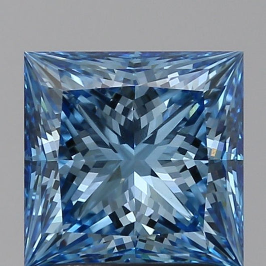 Lab-Grown Princess Diamond - 2.09 Carats, Fancy Vivid Blue Color, VS1 Clarity - Certified by IGI - Report Number: LG621452311