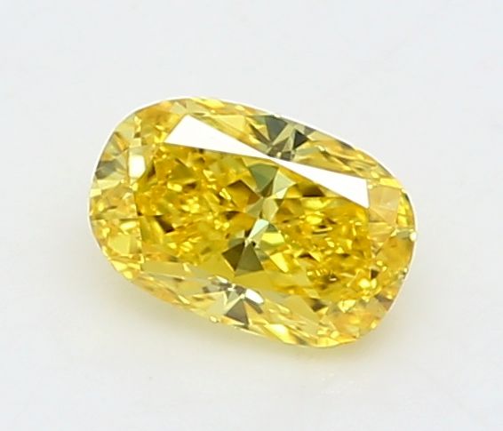 Lab-Grown Cushion Diamond - 0.22 Carats, Fancy Vivid Yellow Color, VS1 Clarity - Certified by IGI - Report Number: LG662468346