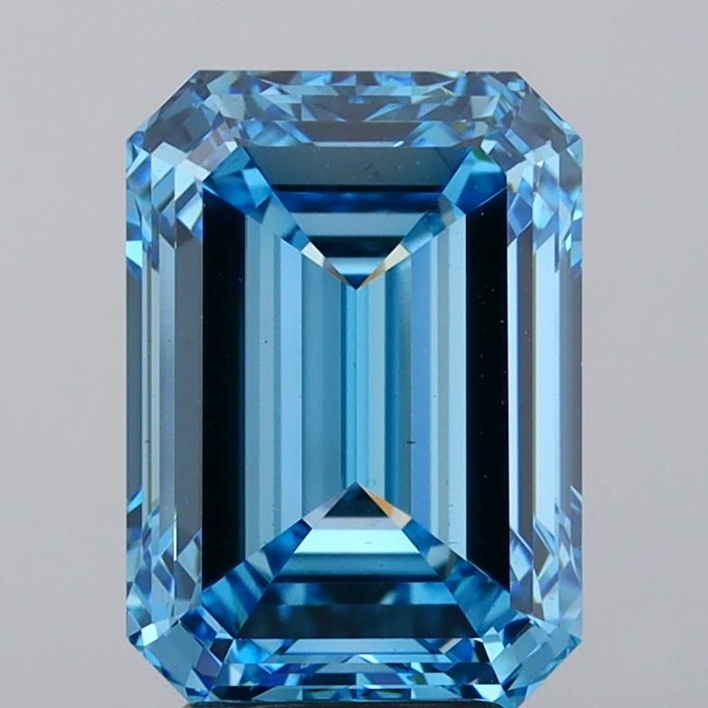 Lab-Grown Emerald Diamond - 5.0 Carats, Fancy Vivid Blue Color, VS1 Clarity - Certified by IGI - Report Number: LG647497066