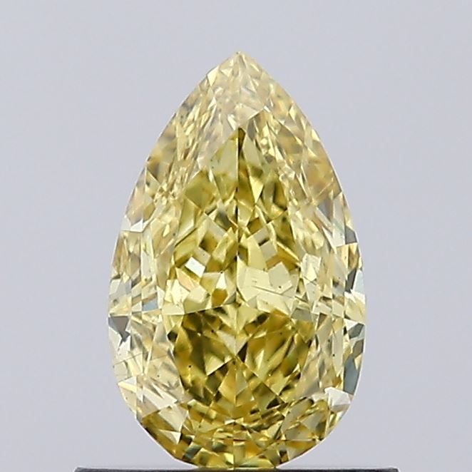 Lab-Grown Pear Diamond - 0.88 Carats, Fancy Vivid Yellow Color, VS1 Clarity - Certified by IGI - Report Number: LG637468886