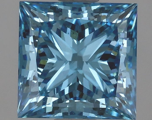 Lab-Grown Princess Diamond - 1.71 Carats, Fancy Vivid Blue Color, VS1 Clarity - Certified by IGI - Report Number: LG616420418