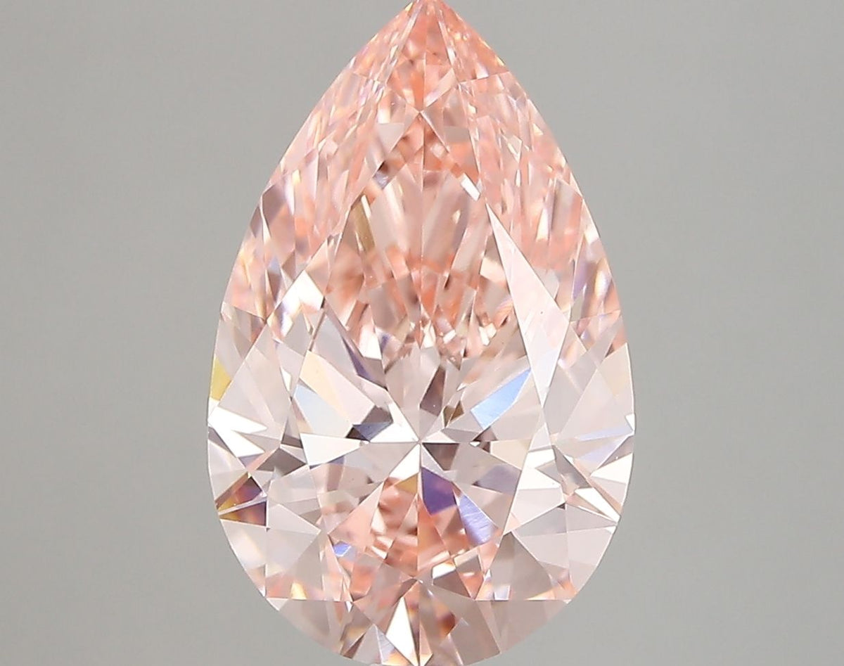 Lab-Grown Pear Diamond - 4.0 Carats, Fancy Vivid Pink Color, VVS2 Clarity - Certified by IGI - Report Number: LG669450289