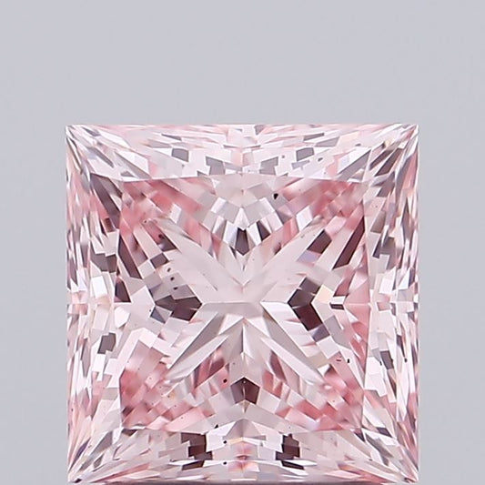 Lab-Grown Princess Diamond - 1.8 Carats, Fancy Intense Pink Color, VS2 Clarity - Certified by IGI - Report Number: LG630449096
