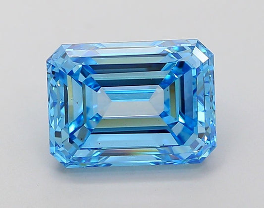 Lab-Grown Emerald Diamond - 5.02 Carats, Fancy Vivid Blue Color, VS2 Clarity - Certified by IGI - Report Number: LG687504839