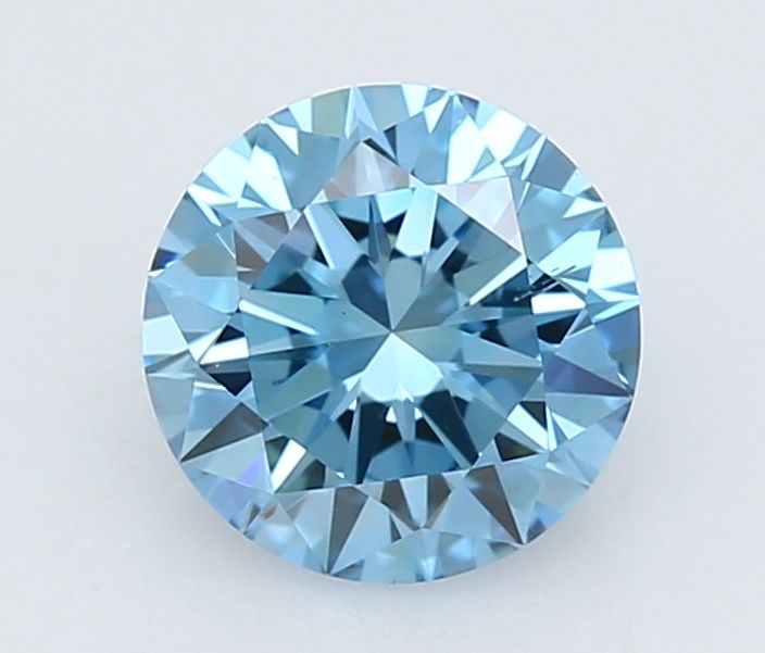 Lab-Grown Round Diamond - 0.61 Carats, Fancy Vivid Blue Color, VS2 Clarity - Certified by IGI - Report Number: LG666418526