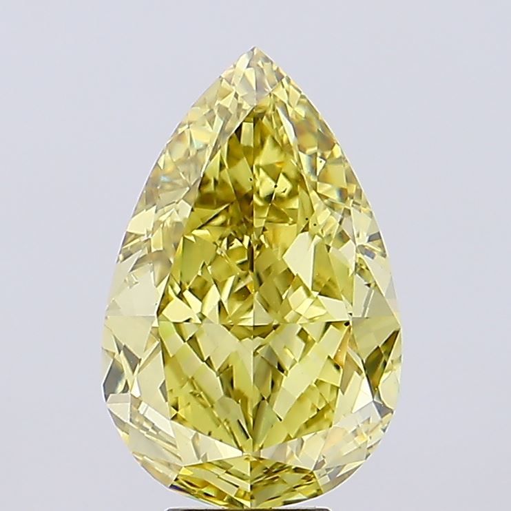 Lab-Grown Pear Diamond - 7.9 Carats, Fancy Vivid Yellow Color, VS1 Clarity - Certified by IGI - Report Number: LG642442253