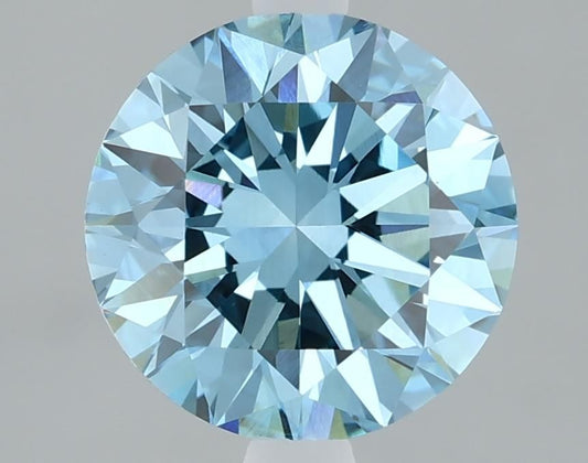 Lab-Grown Round Diamond - 2.09 Carats, Fancy Vivid Blue Color, VVS2 Clarity - Certified by IGI - Report Number: LG610317134