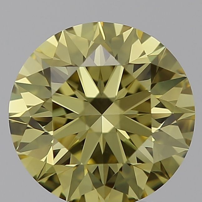 Lab-Grown Round Diamond - 1.45 Carats, Fancy Intense Green Yellow Color, VVS2 Clarity - Certified by IGI - Report Number: LG593369819