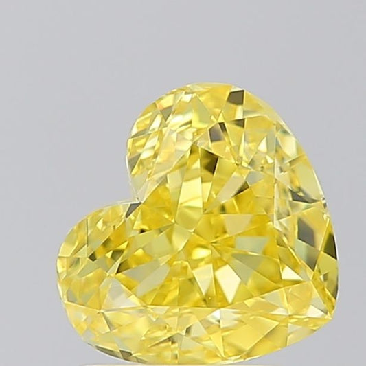 Lab-Grown Heart Diamond - 1.6 Carats, Fancy Vivid Yellow Color, VVS1 Clarity - Certified by IGI - Report Number: LG675577131