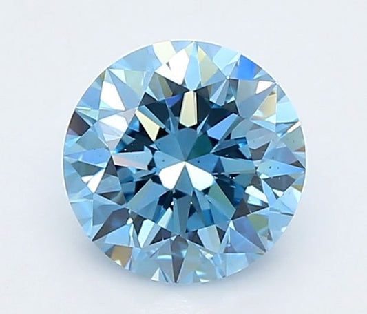 Lab-Grown Round Diamond - 1.41 Carats, Fancy Vivid Blue Color, VS2 Clarity - Certified by IGI - Report Number: LG662401504