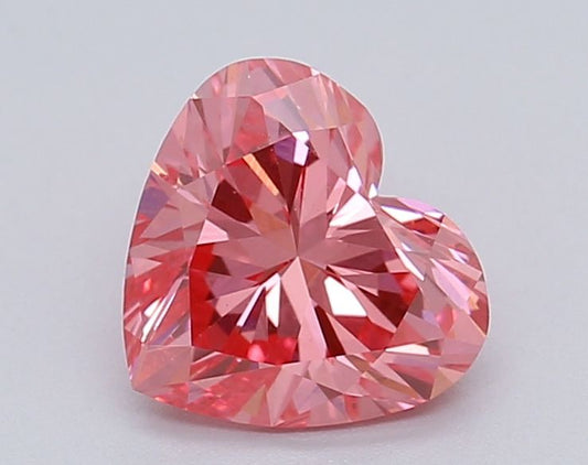 Lab-Grown Heart Diamond - 1.01 Carats, Fancy Vivid Pink Color, VS1 Clarity - Certified by IGI - Report Number: LG615367034