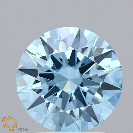 Lab-Grown Round Diamond - 2.03 Carats, Fancy Vivid Blue Color, VS1 Clarity - Certified by IGI - Report Number: LG611397188