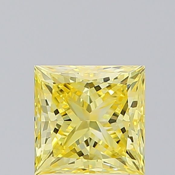 Lab-Grown Princess Diamond - 1.1 Carats, Fancy Intense Yellow Color, VVS2 Clarity - Certified by IGI - Report Number: LG662406423