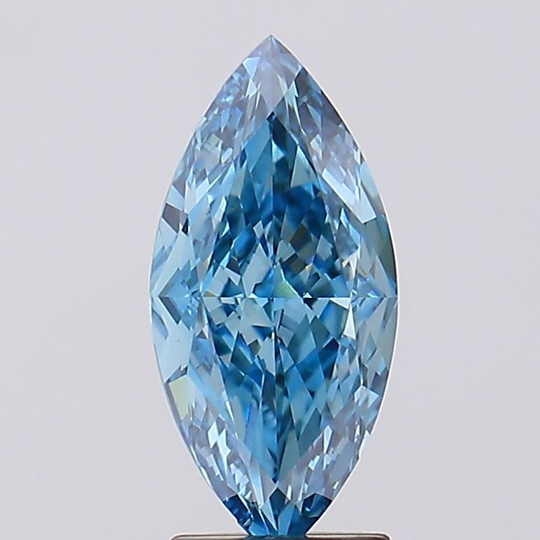 Lab-Grown Marquise Diamond - 2.65 Carats, Fancy Vivid Blue Color, VVS2 Clarity - Certified by IGI - Report Number: LG629494214