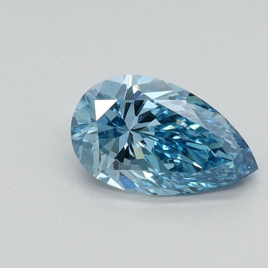 Lab-Grown Pear Diamond - 0.58 Carats, Fancy Vivid Blue Color, VS1 Clarity - Certified by IGI - Report Number: LG584356855
