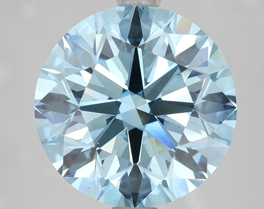 Lab-Grown Round Diamond - 4.51 Carats, Fancy Vivid Blue Color, VS2 Clarity - Certified by IGI - Report Number: LG625497785