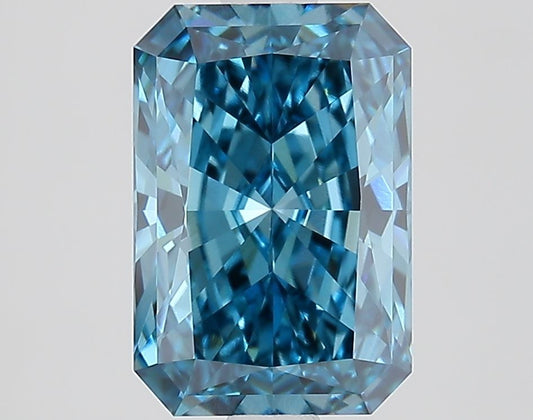 Lab-Grown Radiant Diamond - 2.03 Carats, Fancy Vivid Blue Color, VVS2 Clarity - Certified by IGI - Report Number: LG687582719