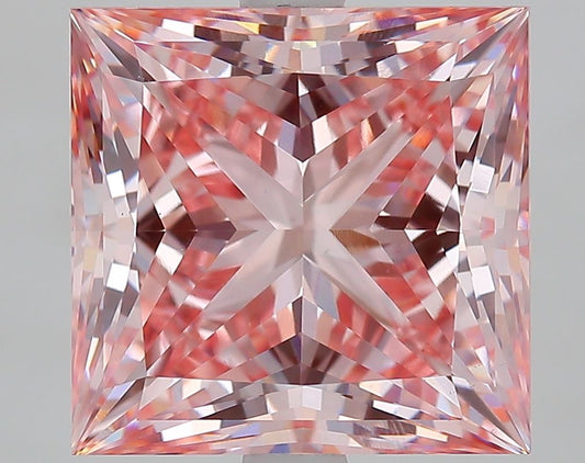 Lab-Grown Princess Diamond - 5.17 Carats, Fancy Intense Pink Color, VS1 Clarity - Certified by IGI - Report Number: 629429228