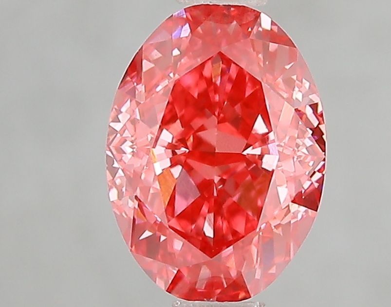 Lab-Grown Oval Diamond - 2.01 Carats, Fancy Vivid Red Color, VVS2 Clarity - Certified by IGI - Report Number: LG666432275
