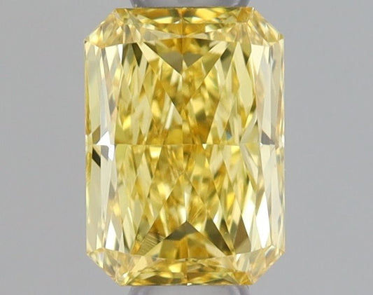 Lab-Grown Radiant Diamond - 0.34 Carats, Fancy Vivid Yellow Color, VVS2 Clarity - Certified by IGI - Report Number: LG654475545