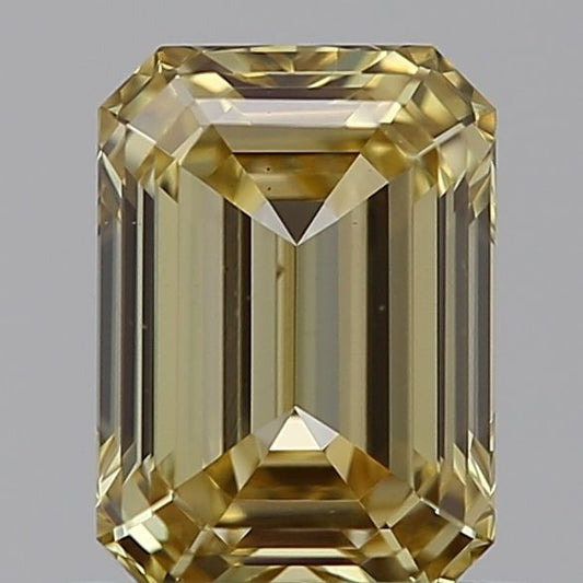 Lab-Grown Emerald Diamond - 0.76 Carats, Fancy Intense Yellow Color, VS1 Clarity - Certified by IGI - Report Number: LG591358305