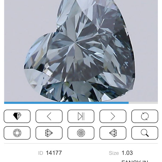 Lab-Grown Heart Diamond - 1.03 Carats, Fancy Intense Greenish Blue Color, VS1 Clarity - Certified by IGI - Report Number: LG581311699