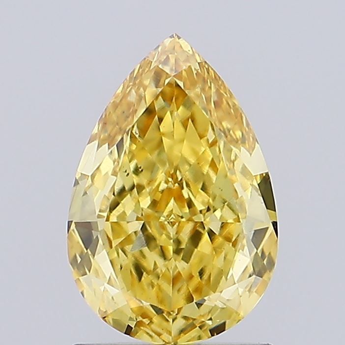 Lab-Grown Pear Diamond - 1.07 Carats, Fancy Intense Yellow Color, VS2 Clarity - Certified by IGI - Report Number: LG631461349