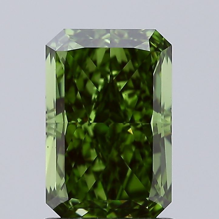 Lab-Grown Radiant Diamond - 1.58 Carats, Fancy Vivid Green Color, VS1 Clarity - Certified by IGI - Report Number: LG657417792