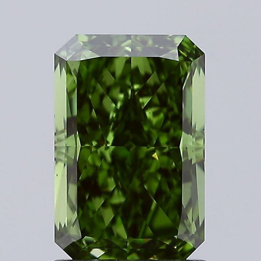 Lab-Grown Radiant Diamond - 1.58 Carats, Fancy Vivid Green Color, VS1 Clarity - Certified by IGI - Report Number: LG657417792