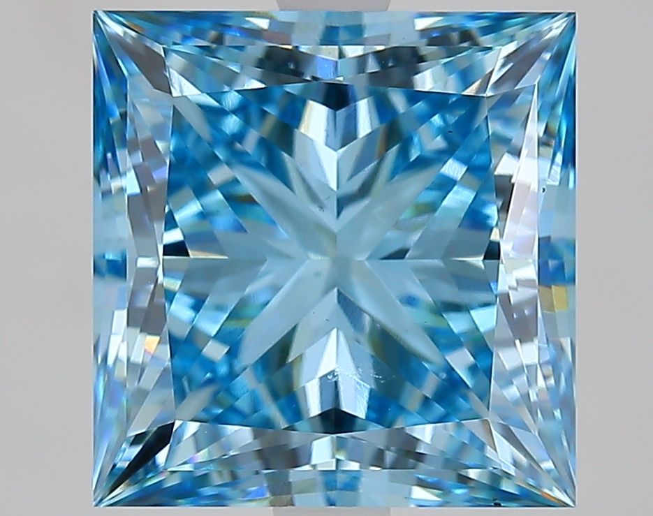 Lab-Grown Princess Diamond - 5.08 Carats, Fancy Vivid Blue Color, VS1 Clarity - Certified by IGI - Report Number: LG629497654
