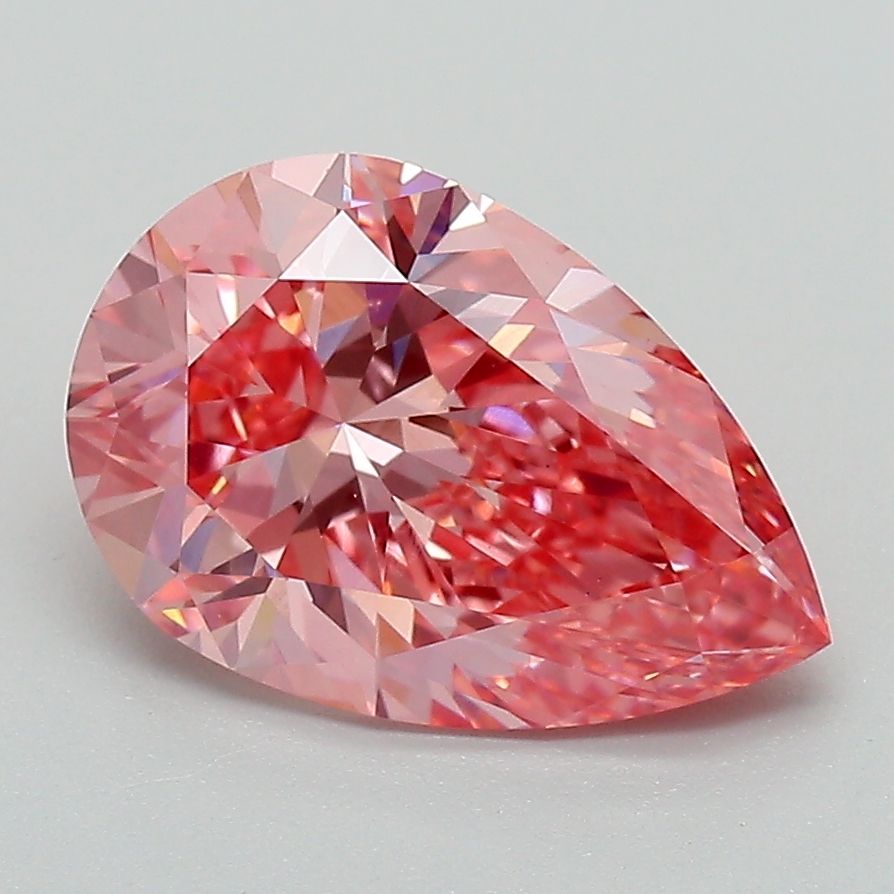 Lab-Grown Pear Diamond - 2.5 Carats, Fancy Vivid Pink Color, VVS2 Clarity - Certified by IGI - Report Number: LG662471688
