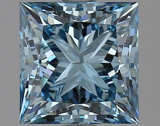Lab-Grown Princess Diamond - 2.51 Carats, Fancy Vivid Blue Color, VS1 Clarity - Certified by IGI - Report Number: LG621483123
