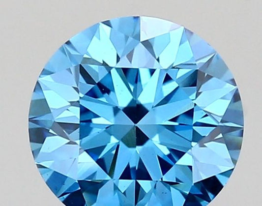 Lab-Grown Round Diamond - 1.24 Carats, Fancy Vivid Blue Color, VS1 Clarity - Certified by IGI - Report Number: LG669450546