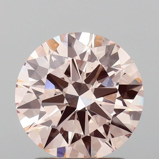 Lab-Grown Round Diamond - 1.58 Carats, Fancy Pink Color, VS1 Clarity - Certified by IGI - Report Number: LG654488906