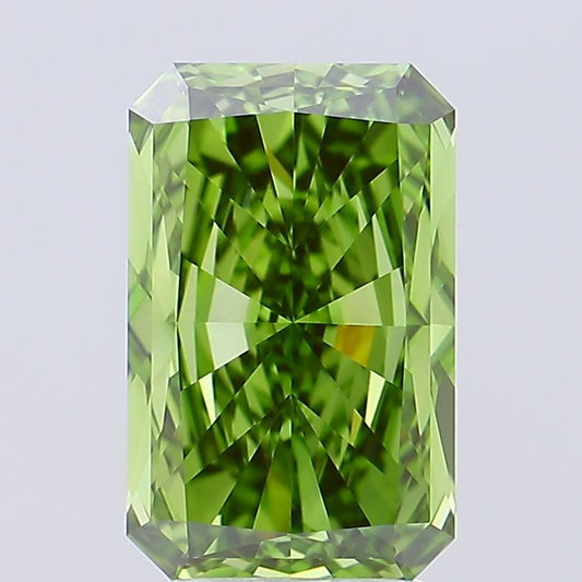 Lab-Grown Radiant Diamond - 3.5 Carats, Fancy Vivid Green Color, VVS1 Clarity - Certified by IGI - Report Number: LG659462021