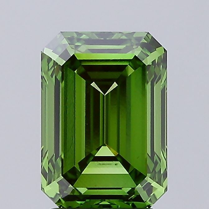 Lab-Grown Emerald Diamond - 3.0 Carats, Fancy Vivid Green Color, VVS2 Clarity - Certified by IGI - Report Number: LG685586157