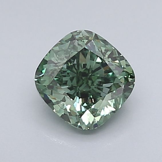 Lab-Grown Cushion Diamond - 1.01 Carats, Fancy Vivid Green Color, VS2 Clarity - Certified by IGI - Report Number: LG632458020
