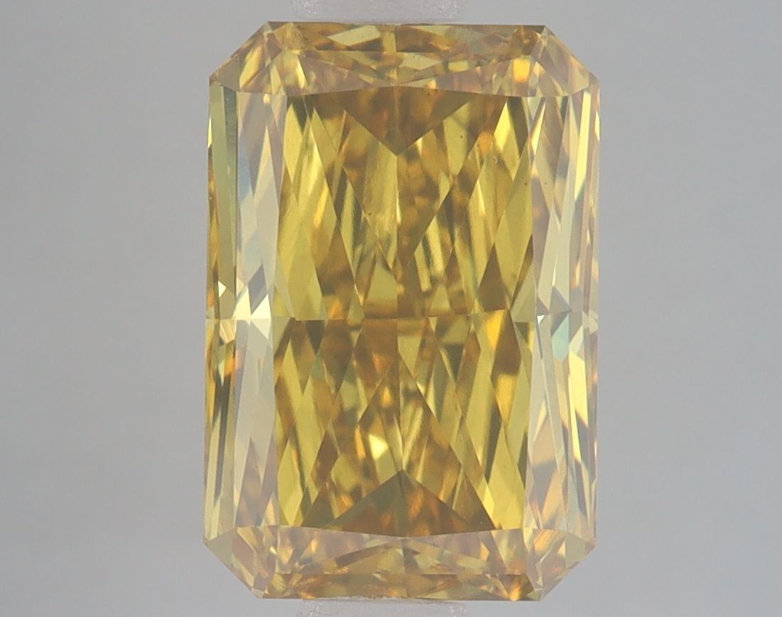 Lab-Grown Radiant Diamond - 4.02 Carats, Fancy Vivid Brownish Yellow Color, VS2 Clarity - Certified by IGI - Report Number: LG671468680