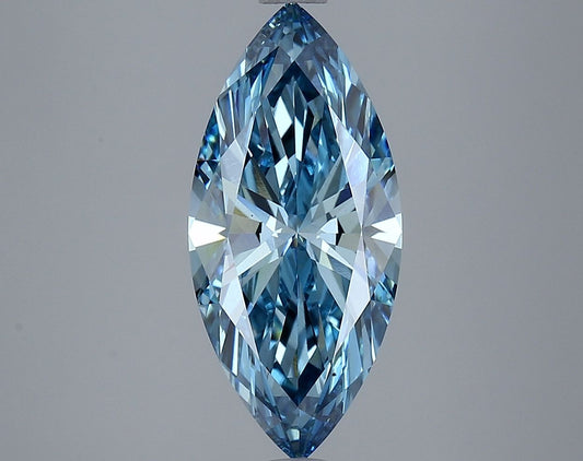 Lab-Grown Marquise Diamond - 3.1 Carats, Fancy Vivid Blue Color, VS1 Clarity - Certified by IGI - Report Number: LG634426910