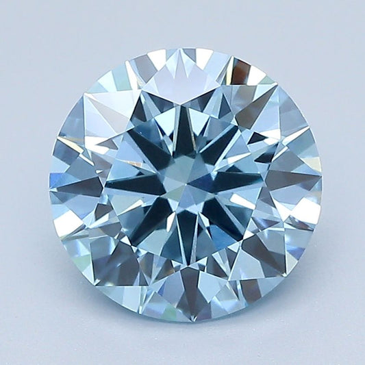 Lab-Grown Round Diamond - 2.52 Carats, Fancy Vivid Blue Color, VVS2 Clarity - Certified by IGI - Report Number: LG588342428