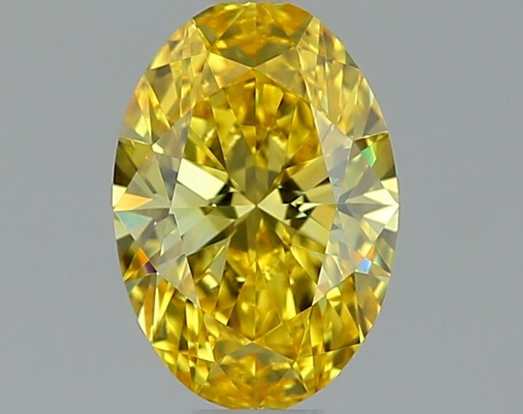Lab-Grown Oval Diamond - 0.51 Carats, Fancy Vivid Yellow Color, VVS2 Clarity - Certified by IGI - Report Number: LG638432669