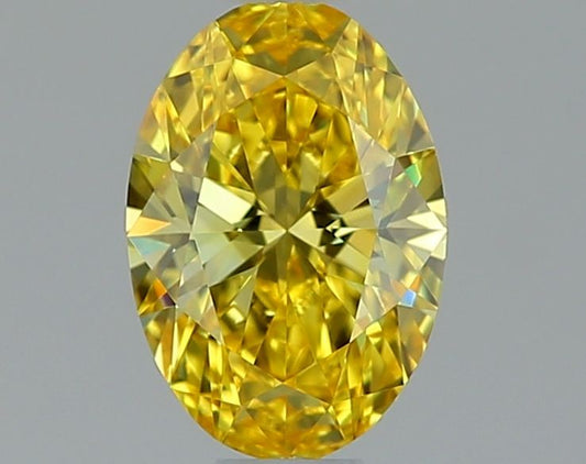 Lab-Grown Oval Diamond - 0.51 Carats, Fancy Vivid Yellow Color, VVS2 Clarity - Certified by IGI - Report Number: LG638432669