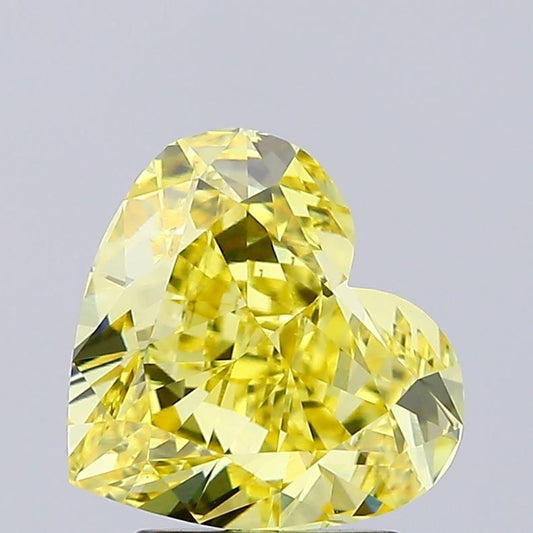 Lab-Grown Heart Diamond - 2.56 Carats, Fancy Intense Yellow Color, VS1 Clarity - Certified by IGI - Report Number: LG660485350