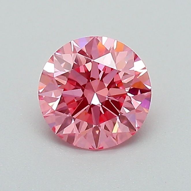 Lab-Grown Round Diamond - 0.65 Carats, Fancy Vivid Pink Color, VS1 Clarity - Certified by IGI - Report Number: LG656484803