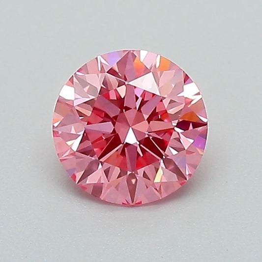 Lab-Grown Round Diamond - 0.65 Carats, Fancy Vivid Pink Color, VS1 Clarity - Certified by IGI - Report Number: LG656484803