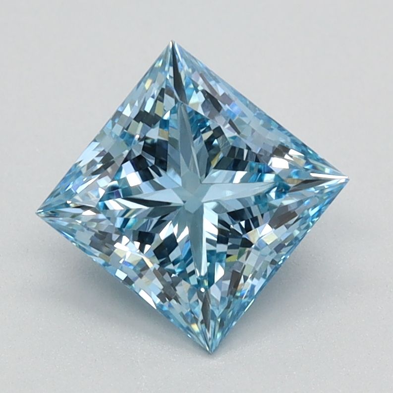 Lab-Grown Princess Diamond - 1.15 Carats, Fancy Vivid Blue Color, VVS2 Clarity - Certified by IGI - Report Number: LG620424107