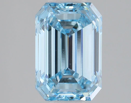 Lab-Grown Emerald Diamond - 2.03 Carats, Fancy Vivid Blue Color, VVS2 Clarity - Certified by IGI - Report Number: LG680534539