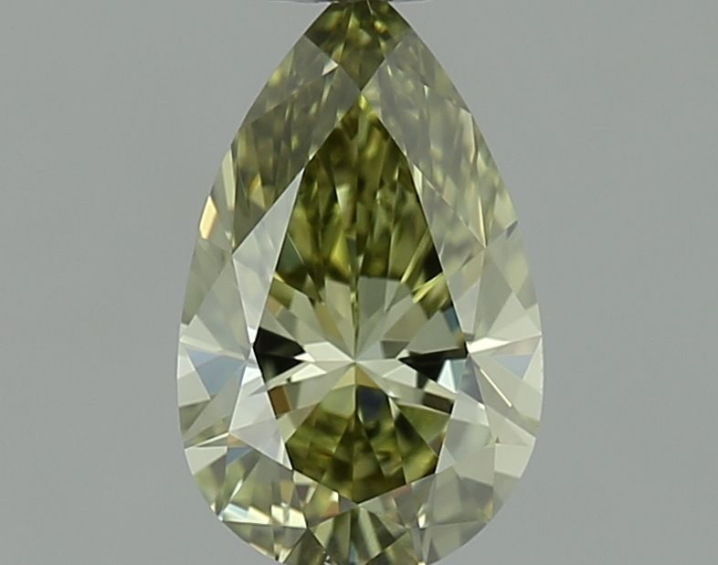 Lab-Grown Pear Diamond - 0.6 Carats, Fancy Vivid Green Color, VVS2 Clarity - Certified by IGI - Report Number: LG642491355