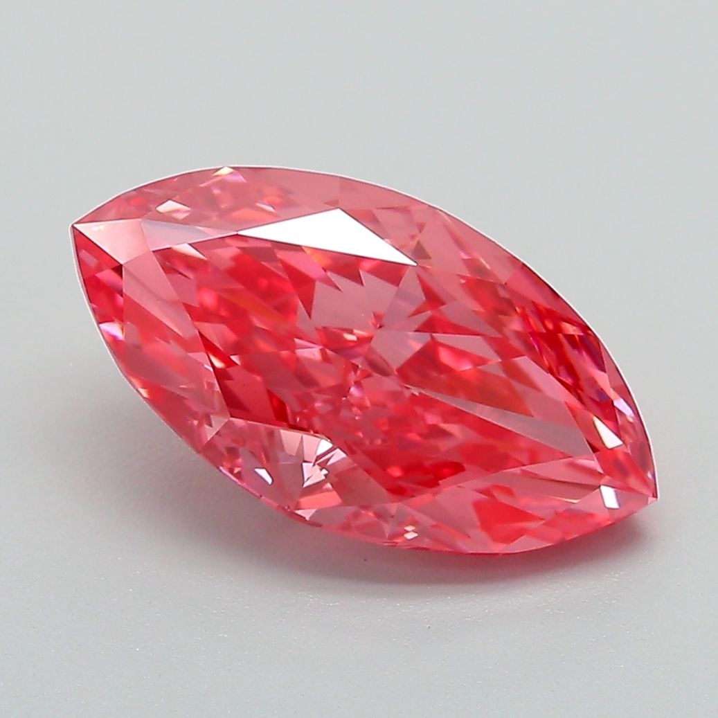 Lab-Grown Marquise Diamond - 3.0 Carats, Fancy Vivid Pink Color, VVS2 Clarity - Certified by IGI - Report Number: LG636490257